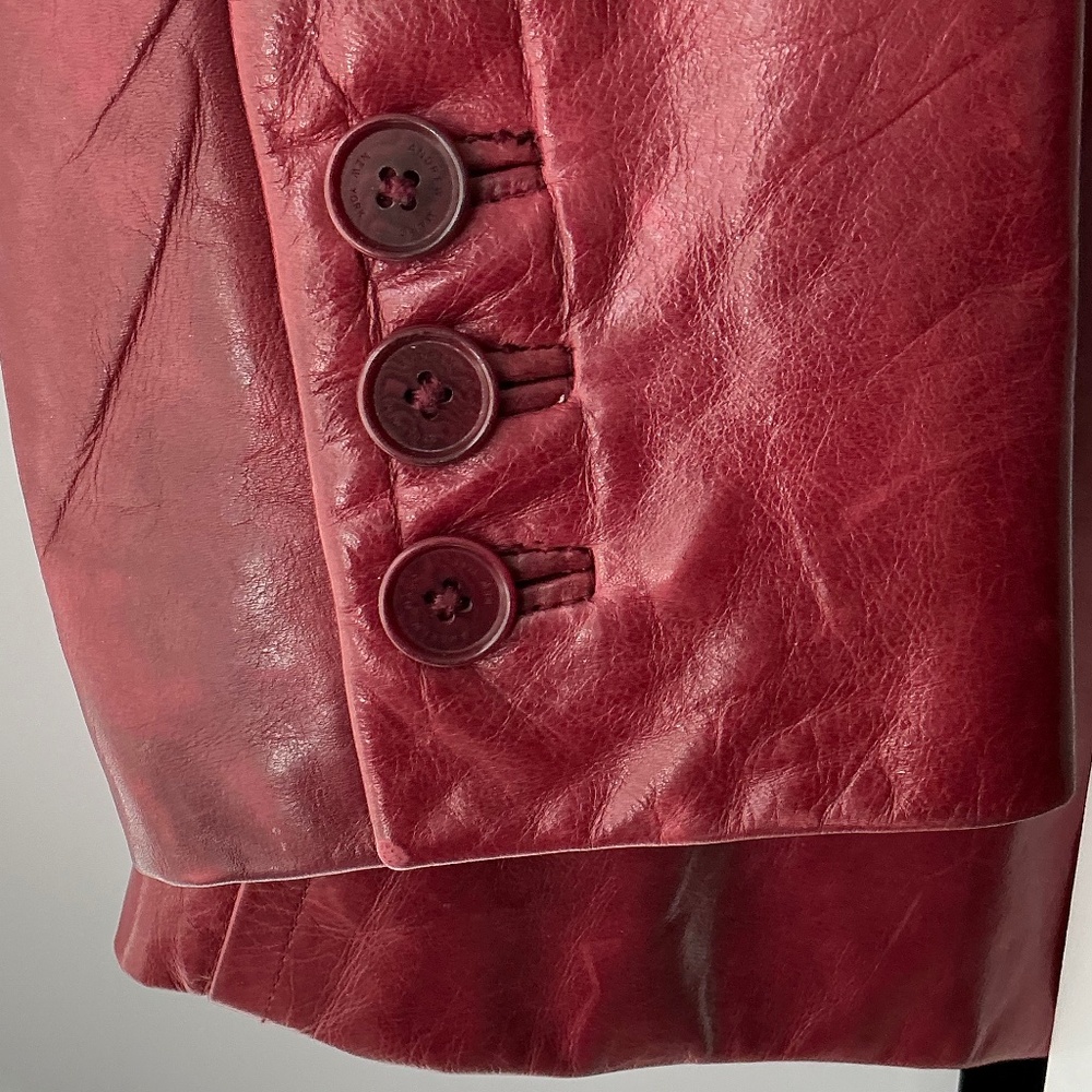 ANDREW MARC Vintage Y2K Oxblood Red Leather Blazer Jacket: L - Picture 6 of 8